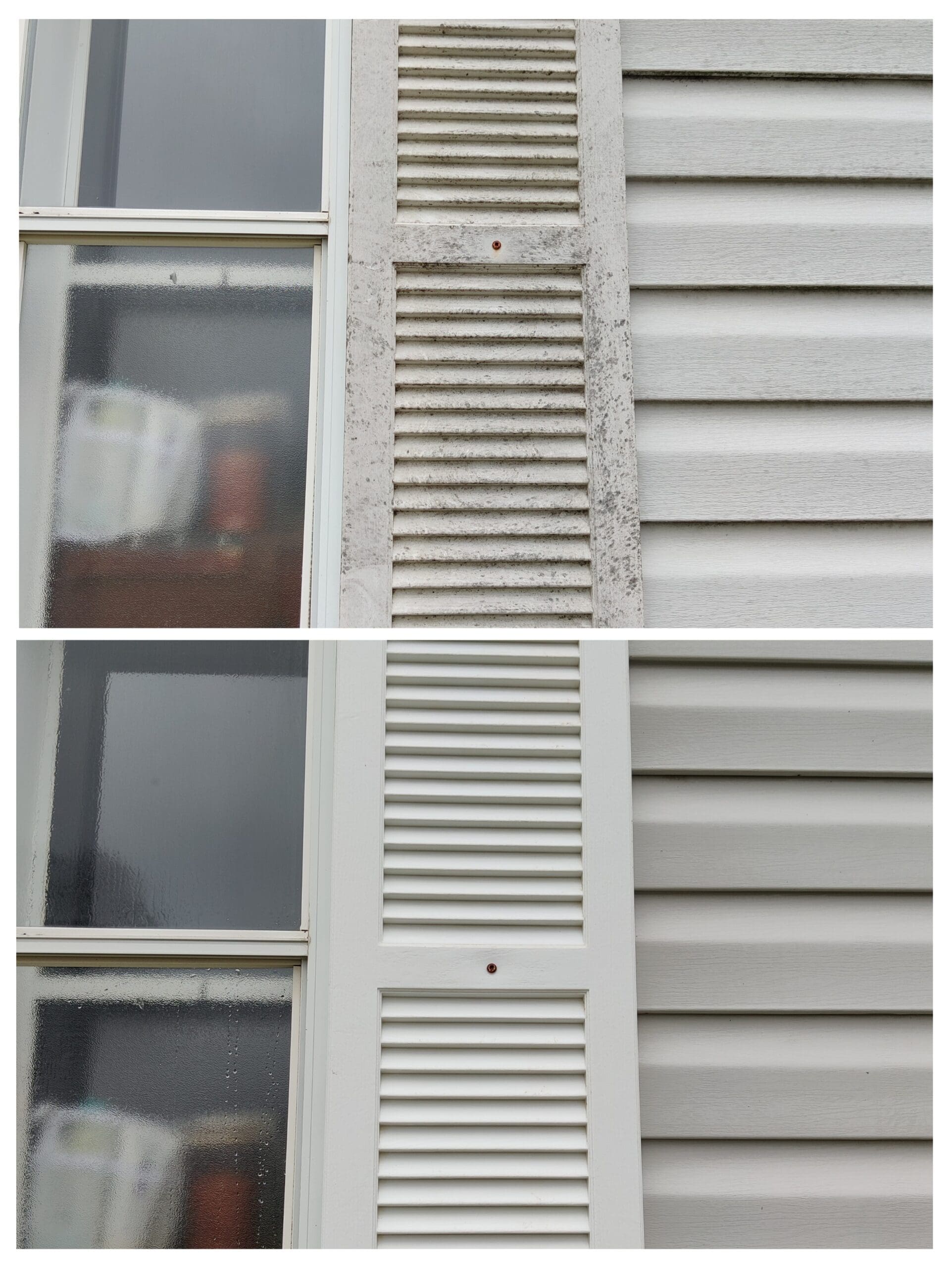 Before and after pressure washing